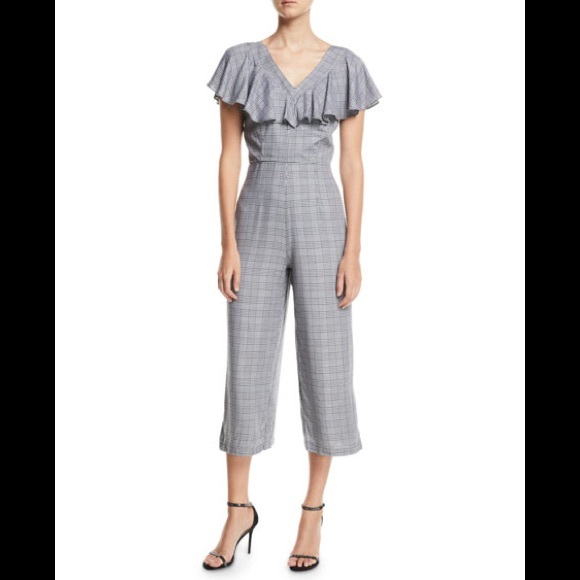 Laundry By Shelli Segal Pants - Laundry - Glen-Check Ruffle-trimmed culotte jumper